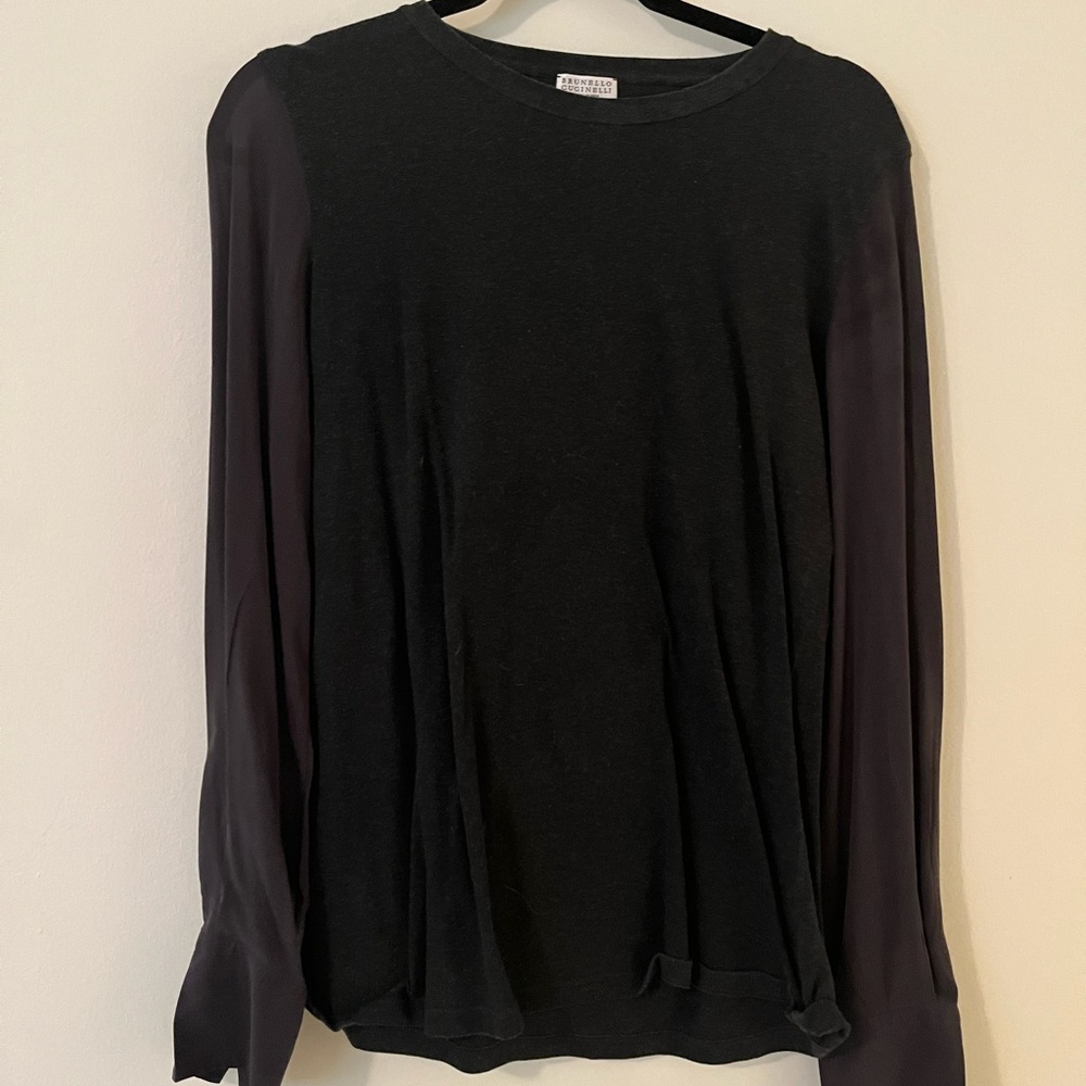 Brunello Cucinelli Dark Grey Long Sleeve Women's Top